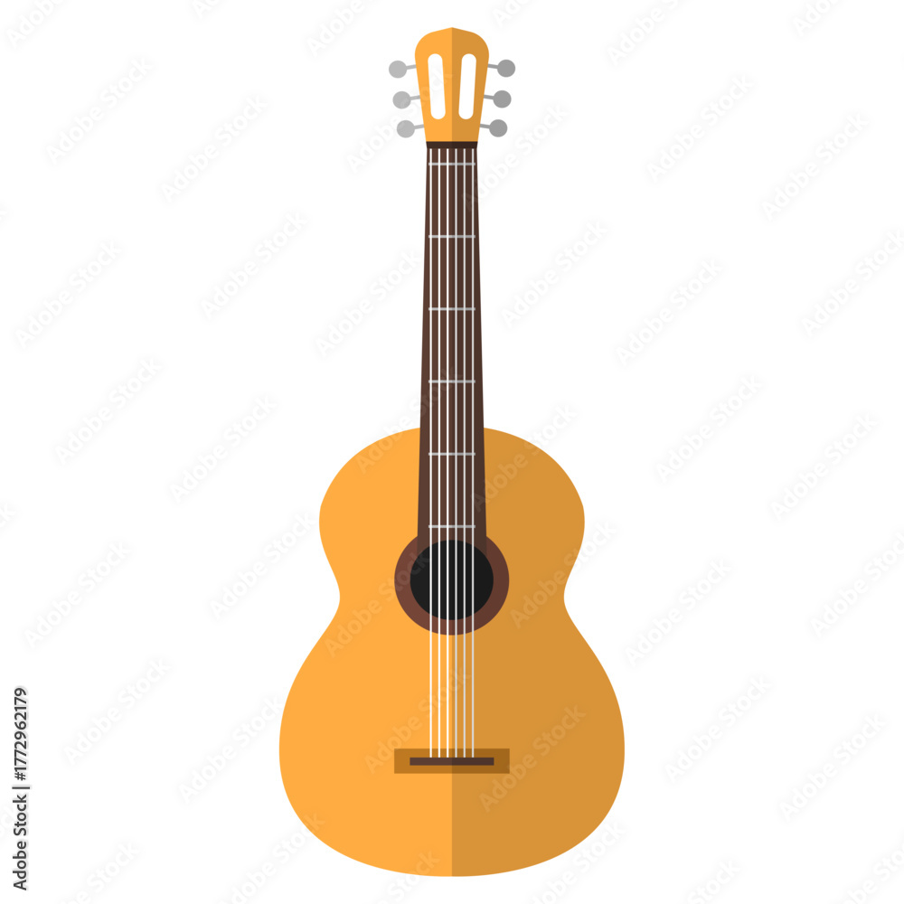 Obraz premium Acoustic Guitar Art Musical Instrument Illustration in Flat Design for Music Enthusiasts