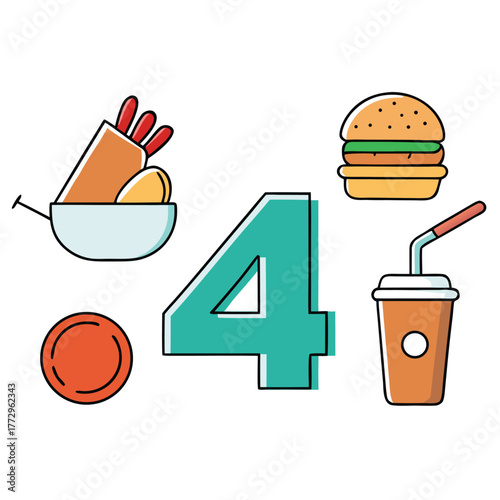 Colorful Beverage Icon Collection in Flat Style