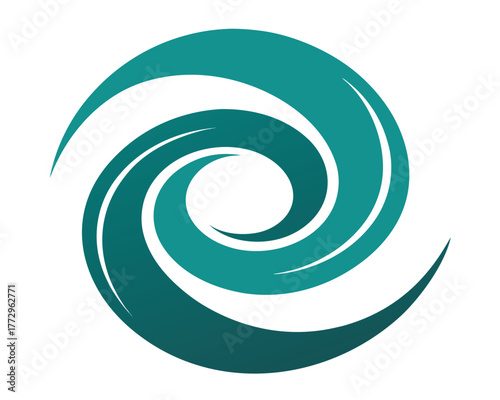Abstract swirling vortex design with teal and dark turquoise color palette