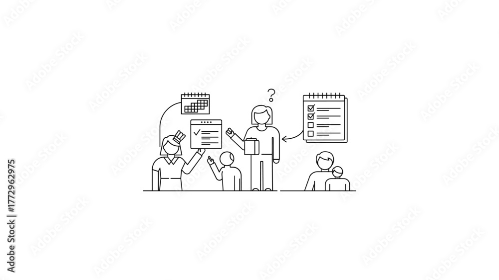Naklejka premium Team members are planning and organizing tasks