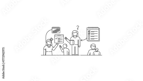 Team members are planning and organizing tasks