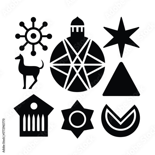 Ethiopia Cultural Symbol Set Illustration