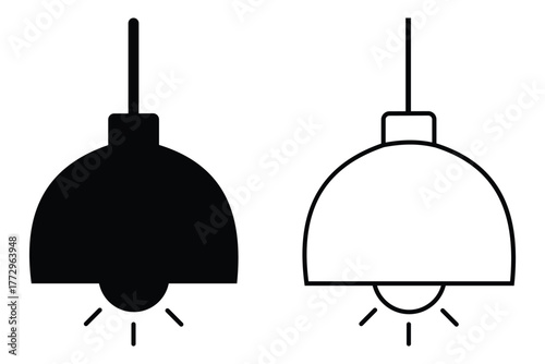 Ceiling Lamp Icon — Home Lighting Vector, Interior Decor Symbol, Modern Light Fixture Illustration