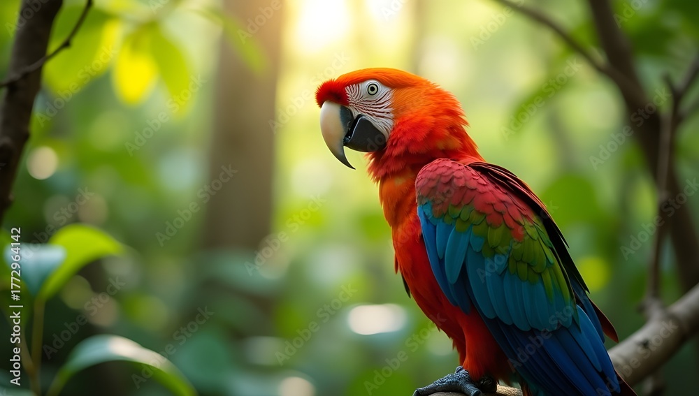 Obraz premium Colorful Parrot in Tropical Rainforest — Vibrant Exotic Bird Portrait