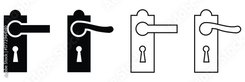 Modern Door Knob and Handle Icon Set – Minimalist Lock and Doorknob Silhouette Vector Collection
