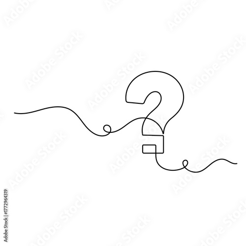 Question mark icon   continuous one line drawing of outline vector illustration 
