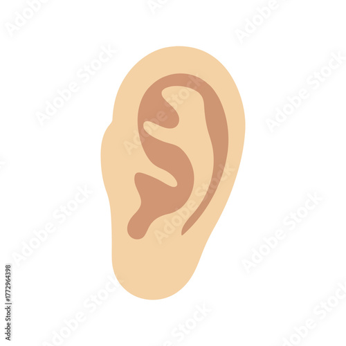 Simple human ear illustration   isolated on white background for medical or auditory concepts Vector, illustration