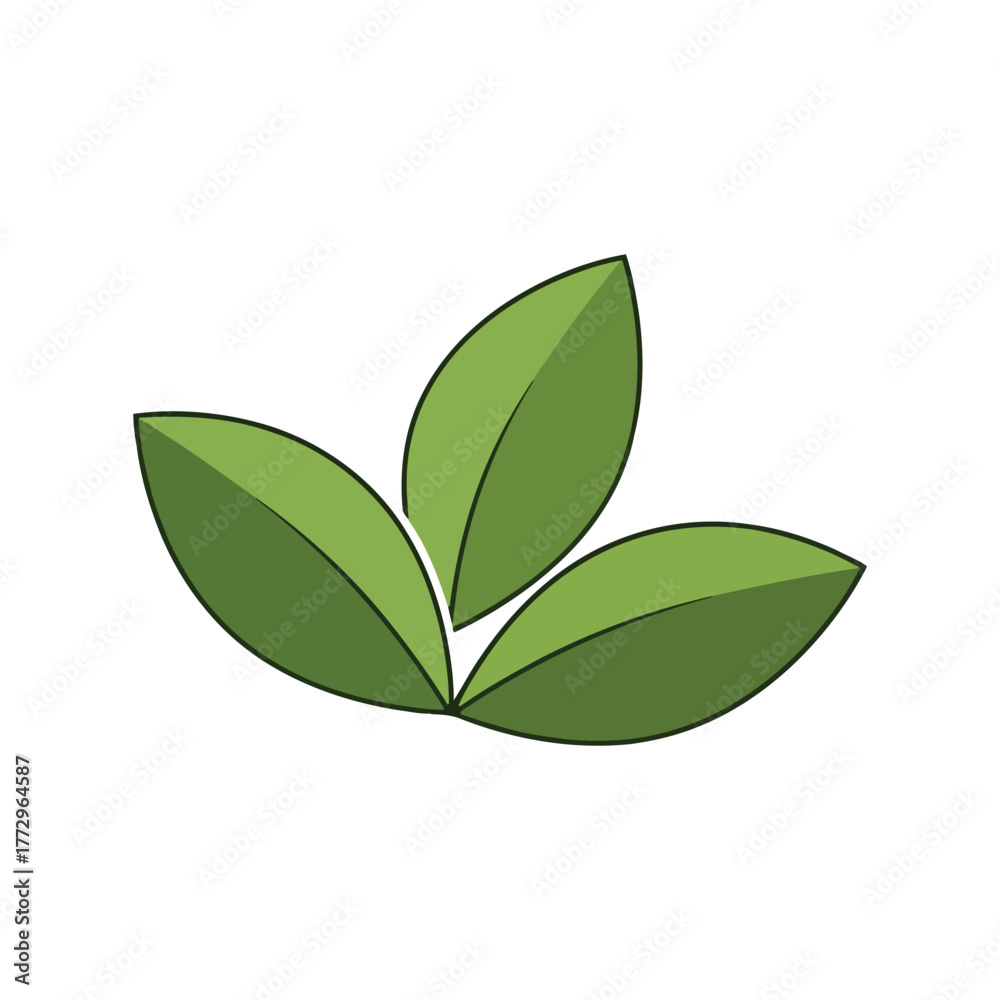 Naklejka premium Minimalist green leaves icon, simple nature symbol, organic logo element, vector illustration Vector, illustration