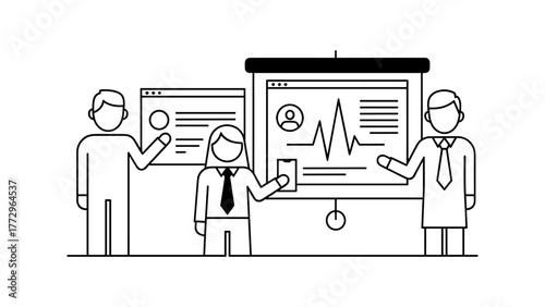 Business team presenting data on a screen