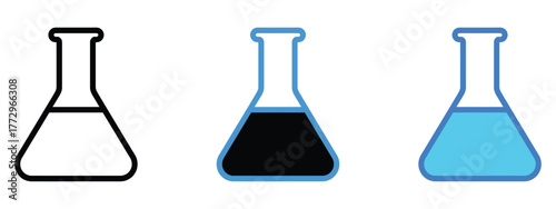 Chemical flask icon vector. science beakers experiment, chemical research symbol. vector illustration.