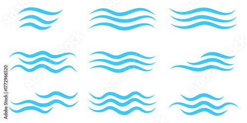 Water Wave shape collection icon vector. Blue ocean wave symbol. vector illustration.