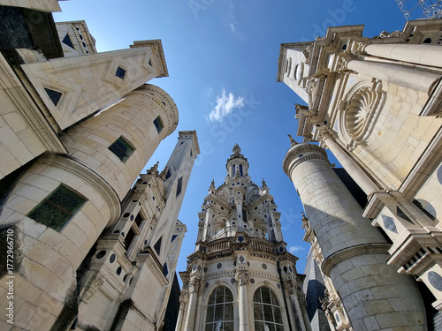 On the roof of the chateau de Chambord in the Loire valley in France