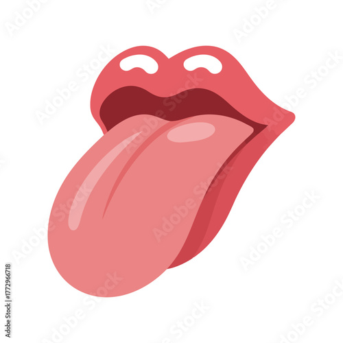 Pink lips sticking out tongue illustration on white background Vector, illustration