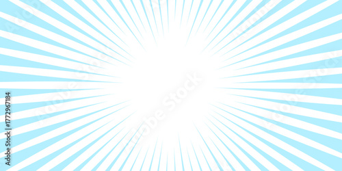 Blue color burst background. Sunburst retro vector Starburst shape. Radial beam sunrise or sunset light retro design illustration. Abstract citrine blue texture with light of sunburst.