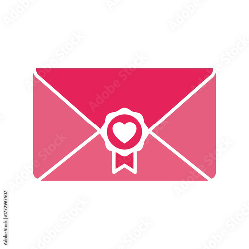Pink envelope with heart seal   romantic correspondence and love letter icon Vector, illustration