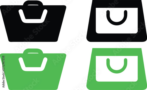 Green flat design vector icon set with save symbols for web and business