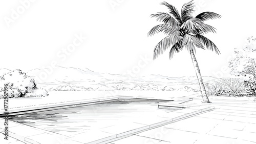 sketch of the beach