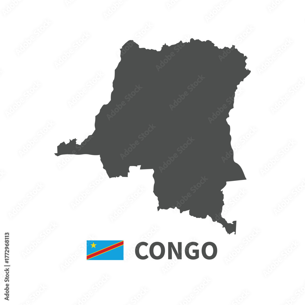 Obraz premium Congo map flag illustration on white background