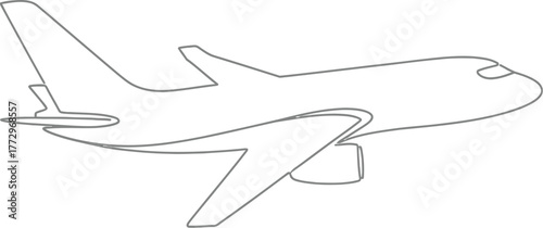 Side view of a passenger airplane in flight, , illustrating its wings, fuselage, and tail, showcasing air travel