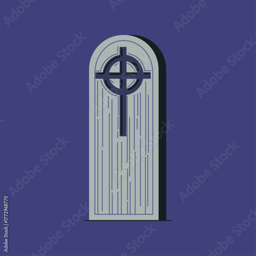 Solemn stone grave marker with an ancient Celtic cross design, symbolizing remembrance and eternal peace