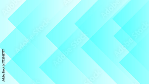 Modern Blue Abstract Geometric Background with Overlapping Chevron and Diagonal Polygon Shapes in Light Aqua and Cyan Tones. Clean Digital Aesthetics and Motion, Perfect for Technology Presentations