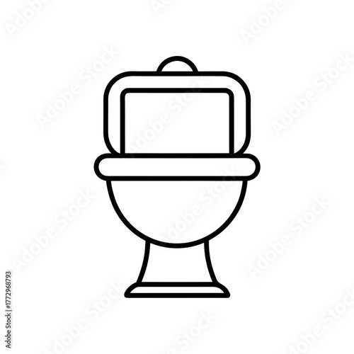 Simple toilet line drawing on transparent background