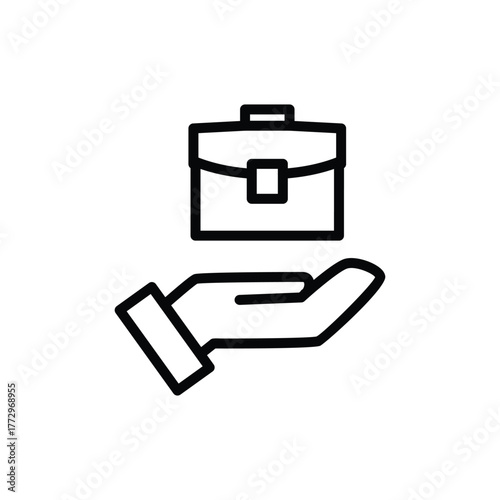 hand and briefcase outline icon vector design good for web or mobile app