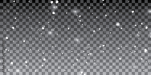 Element for winter design or overlay. Real snow over black background
