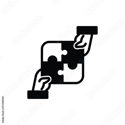 two hand connecting puzzle solid icon vector design good for web or mobile app