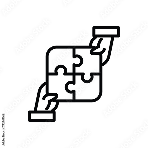 two hand connecting puzzle outline icon vector design good for web or mobile app