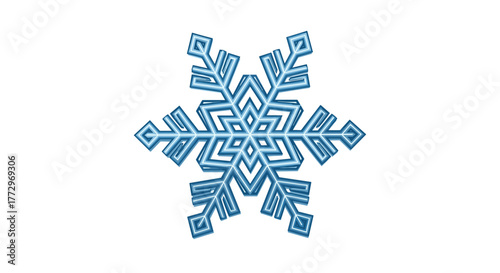 Detailed blue snowflake design for winter holiday season christmas and new year festive celebration decor