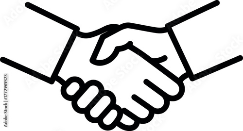 Vector Illustration of Handshake Icon, Business Partnership and Agreement Symbol, Clean Outline Design