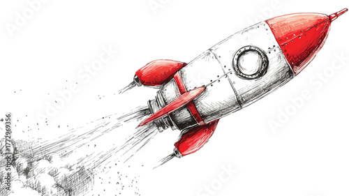 Rocket with Red Cap Vector for Creative Projects and Designs