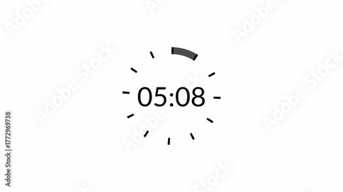 1 minute countdown timer animation on a transparent background ,0 to 60 second countdown timer  with alpha channel , 60 second countdown timer animation.
