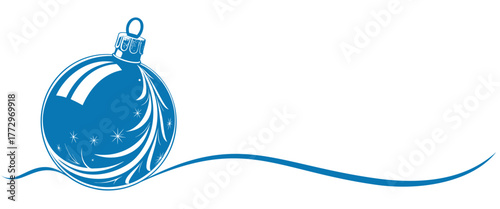 Vector illustration of  blue christmas ball with ribbon