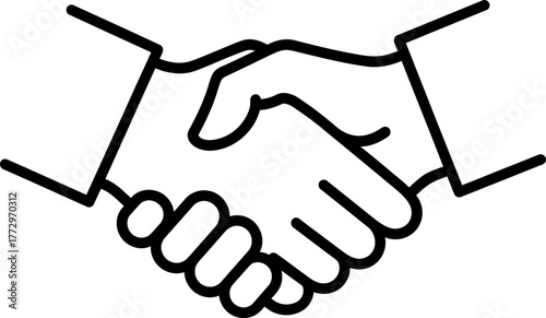Vector Illustration of Handshake Icon for Business Partnership, Agreement, and Trust - Clean Line Art