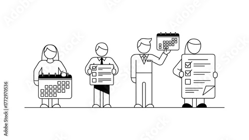 Business people holding calendar and checklist