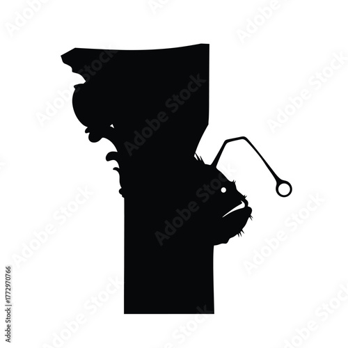 Anglerfish silhouette, a deep sea predator design