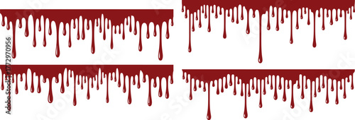 Dripping blood border set, perfect for Halloween posters or spooky party decorations