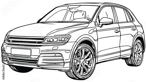Car Transportation Coloring Page Outline Vector for Kids Learning Activities