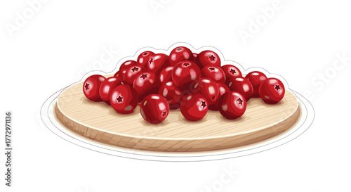 Fresh cranberries on wooden platter for thanksgiving holiday autumn harvest still life illustration 100