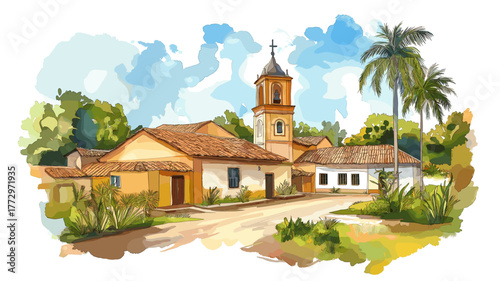 Aregua. Aregua hand drawn watercolor illustration