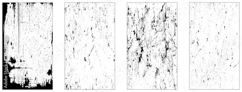 set dirty wall texture background on white  background. Set of Black and white grunge. Distress overlay texture. Surface dust and rough dirty wall background concept.