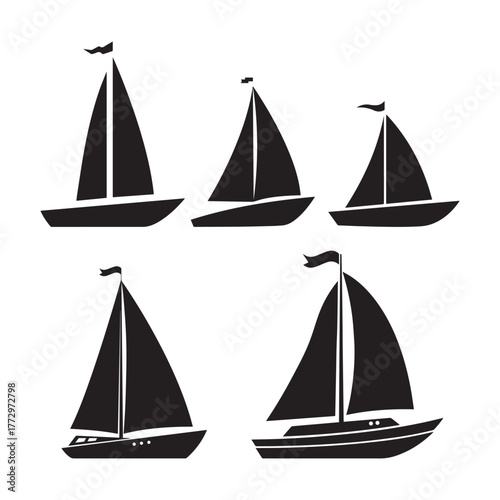 Sailboat icon  stock vector  boat logo isolated on white background