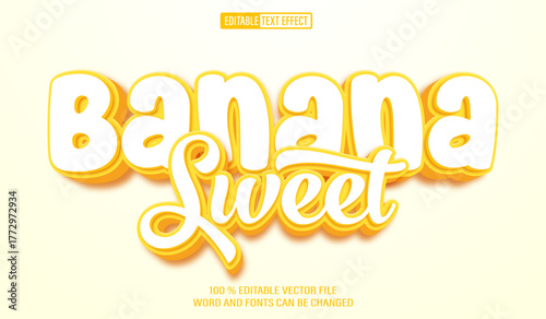 Editable 3d text style effect - Banana Sweet text effect Template