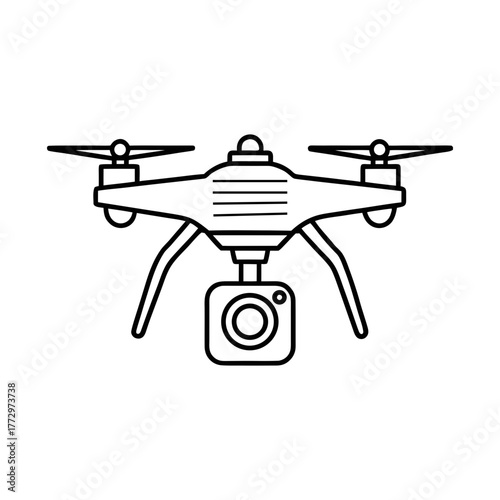 White drone with camera silhouette isolated on transparent background
