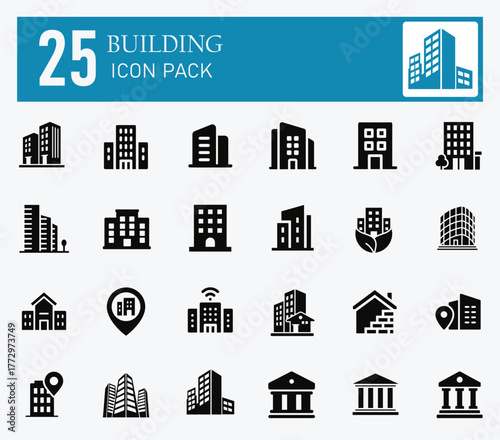 Building Icon and building fill icon pack