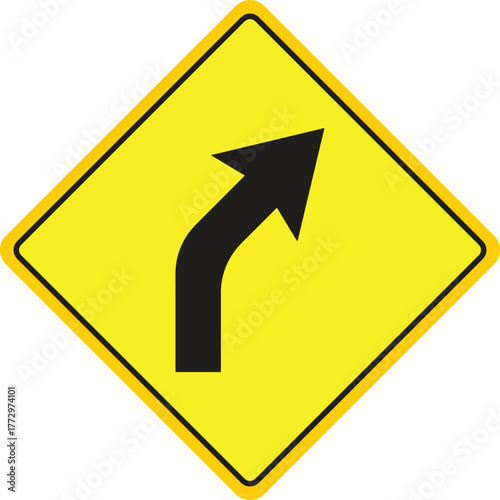 Vector illustration of a “Sharp Turn Right” traffic warning sign, isolated on a clean white background