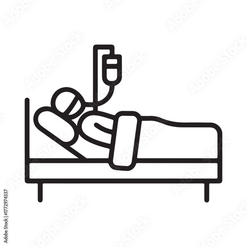 Patient lying in hospital bed receiving intravenous infusion