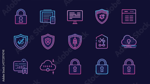 Cybersecurity and Data Protection Icon Collection